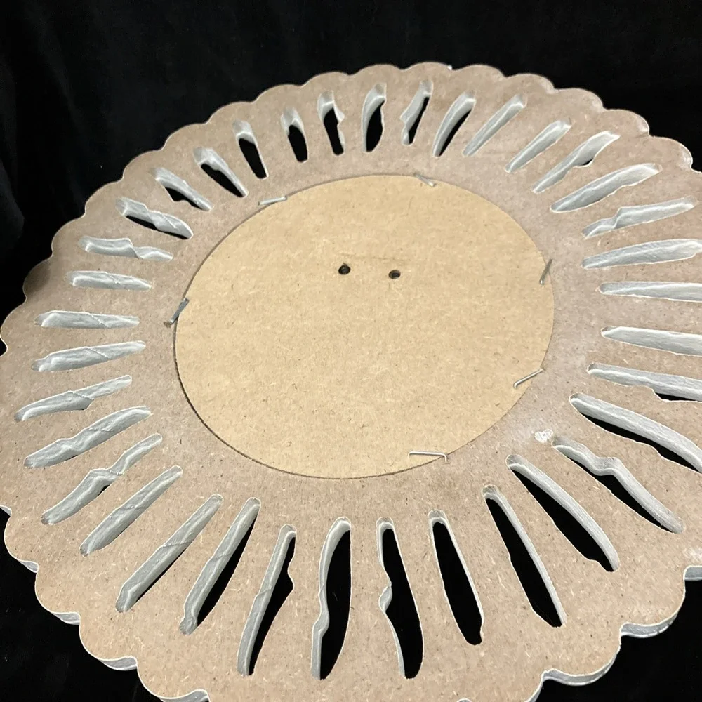 2 Antiqued White Distressed Rosin Decorative Accent Sunburst Wall Mirrors 10”